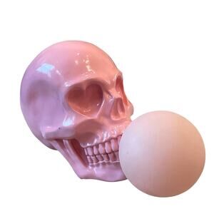 NEW RELEASE Pink Skull Blowing Bubble Gum Viral Halloween Decor NEW